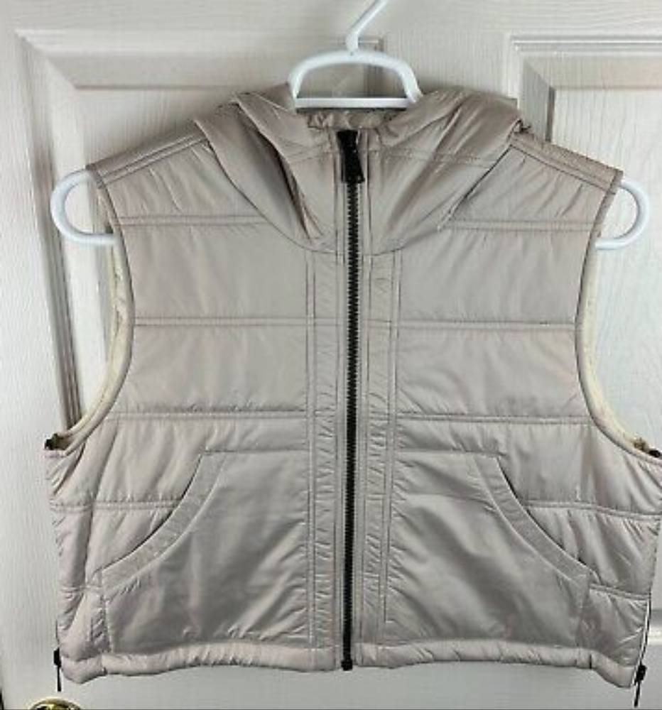 NWT Anthropologie ALP N ROCK Silver Gray Quilted Hooded Vest - Picture 3 of 9